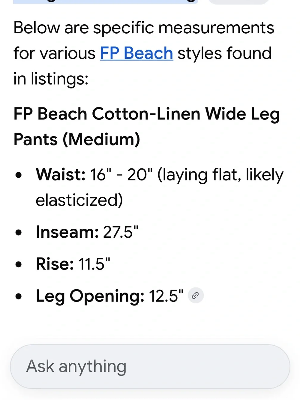 New FP BEACH FREE PEOPLE wide leg cropped beach pants coverup Med  Blue/Navy - Picture 6 of 6